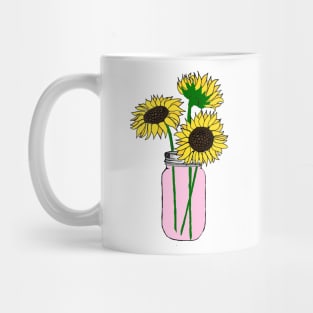 Sunflowers in a Pink Jar Mug